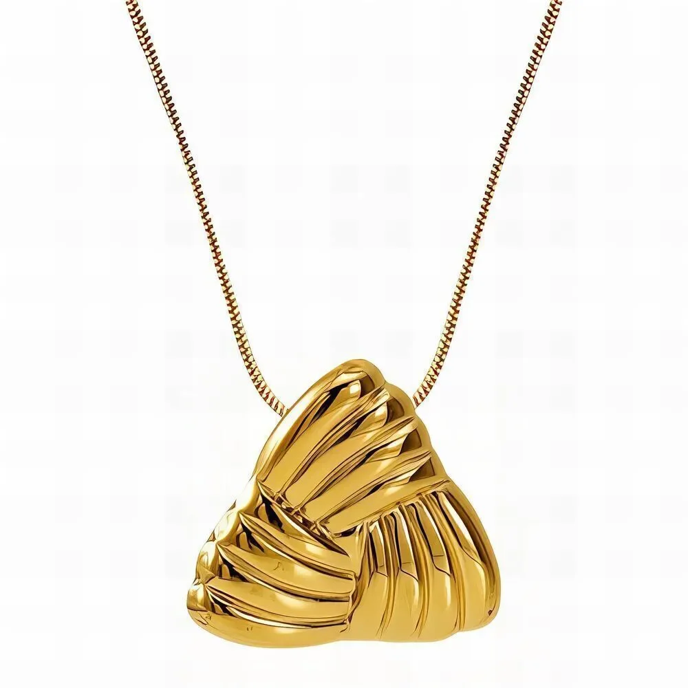 18K Gold Plated Women's Modern Texture Abstract Art Necklace Hypoallergenic